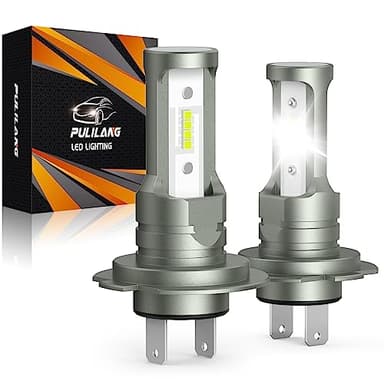 Pulilang Ampoules H7 LED, 55W 20000LM 6500K Blanc 500% de luminosité, H7 LED Voiture Anti Erreur Canbus, 1:1 Mini Taille Non Polarité pour Remplacement de Phare Halogène de Voiture et Moto, 2 Lampe