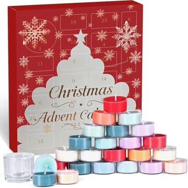 Calendrier De l'Avent 2025 Bougies, Bougies Parfumées Pour Femmes Et Filles – Calendrier De Noël Avec 24 Bougies Chauffe-Plat Parfumées, Cadeau Pour Maman, Sœur, Fille, Petite Amies (rounded)