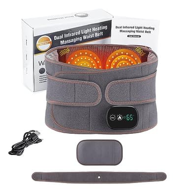 Coussin Chauffant, Ceinture Lombaire Chauffante avec Massage,Coussin Chauffant Dos avec 3 Niveaux de Température et massage,Ceinture Massante Chauffante avec Batterie,pour Genoux,Cou,Pieds et Hanches