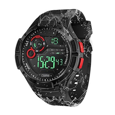 BANGLIN Montre Résistant l'eau 10 ATM 100m Lumineux Montre de Natation Submersible avec Fonctions Réveil, Chronographe, Double Fuseau Horaire, Format 12/24 Heures Sélectionnable