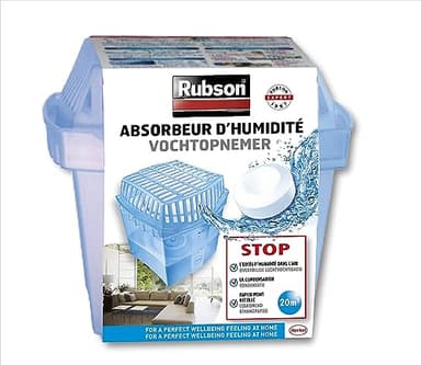 RUBSON absorbeur d'humidité "Basic" pour pièce de 20 m² - contient une recharge