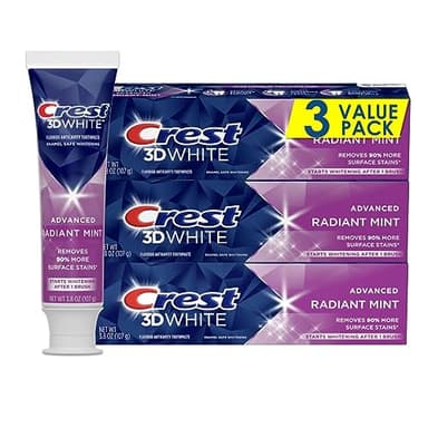 Crest 3D White Lot de 3 dentifrices blanchissants, menthe éclatante, 93,6 g