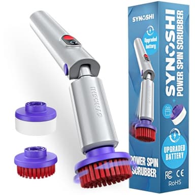 Synoshi Pro Brosse Électrique Rotative avec Technologie de Nettoyage Précis, Batterie Longue Durée, Vitesse Haute/Basse, Accessoires Modulaires, Idéale pour Salle de Bain, Cuisine, Voiture