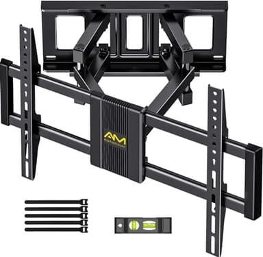 Alphamount Support Mural TV Mouvement Complet pour Téléviseurs de 37 à 80 Pouces Jusqu'à 45 kg, Fixation Murale TV avec Double Bras Pivotant Extensible et Inclinable Max VESA 600x400mm, APLF6