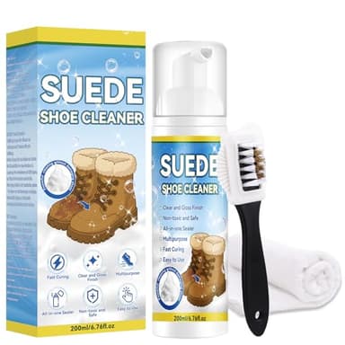 Eveellyn Nettoyant Daim 200ml avec Brosse, Nettoyage Professionnel Chaussures Nubuck, Détachant Doux pour Chaussures, Bottes, Sacs, Vestes, Restaure Couleur et Texture en Toute Sécurité (1 pack)