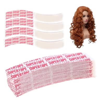 WUSJCOF 30 pièces Bande de colle pour perruque, Extra fort invisible adhésif, ruban adhésif imperméable invisible pour lace front tape, wig tape, lace wig, scotch (7.6 x 2.2 cm, Blanc)