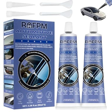 ROFPM 2PCS Colle Pare Brise Voiture, Silicone Noir, Mastic Carrosserie, Reparation Joint Pare Brise Extra Forte, Durcissement Rapide, Adapté au Scellement des Portiere, Fenêtres, Toits, Retroviseur