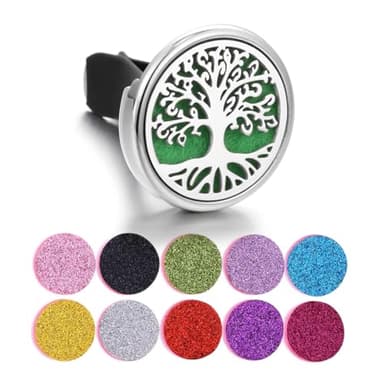 AEIOPRS 1 Pcs diffuseurs d'huiles essentielles pour voiture en acier inoxydable avec 10 tampons de rechange Aromathérapie irrégulière