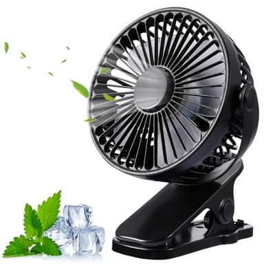 Binnan Ventilateur de Bureau, Ventilateur Pince Petit, Mini Ventilateur USB Silencieux 3 Vitesses Rotation 720° Ventilateurs Portable Rechargeable pour la Salle de Sport, Maison, Bureau, Camping