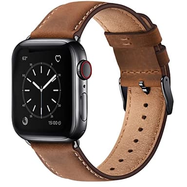 WFEAGL Compatible avec Bracelet Apple Watch 44mm 45mm 49mm 46mm 42mm(Séries 3 2 1),Bracelet de Cuir Véritable Remplacement pour iWatch Séries 11 10 9 8 7 6 5 4 3 2 1/SE/Ultra(Rouge Brun/Noir)