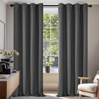 Deconovo Rideau Occultant Thermiques Anti Froid, Double Rideau Isolant Anti-Bruit, Économie d'Énergie, Idéal pour Chambre et Salon, 135x240 CM (Largeur x Hauteur), Gris Foncé, 2 Pièces