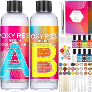 VIPNAJI 510ML Resine Epoxy, Kit Complet de Résine Èpoxy Transparente, pour la Coulée et Le Revêtement, l'art, la Fabrication de Bijoux, Artisanale