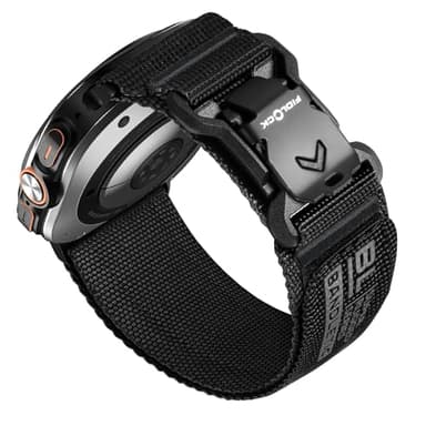 Bandletic Kompatibel avec Bracelet Samsung Galaxy Watch Ultra 47mm avec Boucle V-Buckle magnétique Fidlock, Nylon Doux Sport Remplacement Bande pour Galaxy Watch Ultra 47mm pour Femmes Hommes, Noir