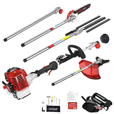 AOSOME Débroussailleuse Multifonction Thermique 4 en 1,Taille Haies, Tronconneuse, Rallonge - Débroussailleuse à Essence Professionnel Con Moteur 52cm³,2.2kw,3CV,2 Temps