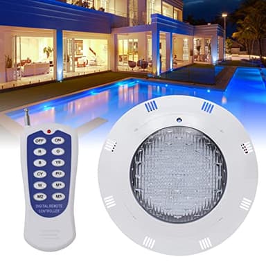 Projecteur Piscine LED 45W AC 12V, Lampe Piscine RGB LED Submersible Lumière IP68, Angle de Faisceau 120 °, avec Télécommande 7 couleurs réglables 11 modes d'éclairage