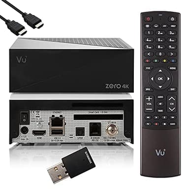 VU Zero 4K - Récepteur Satellite UHD HDR, Tuner DVB-S2X, récepteur Intelligent E2 Linux, Youtube, CI + Lecteur de Carte, Lecteur multimédia, médiathèque HbbTV, USB, WiFi 300Mbit + EasyMouse HDMI