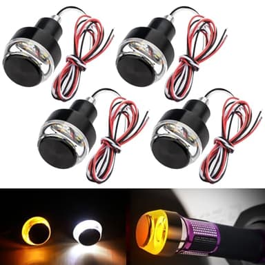 Feu de Signalisation Clignotants de Guidon de Moto 12V Clignotant LED pour Guidon de Moto Feu de Position Latéral Indicateurs de Motos pour Vélo de Rue Croiseur Vélo Tout-terrain Scooter 4 Pièces