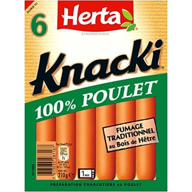 Herta Knacki Saucisses Poulet, Le Paquet de 6, 210g