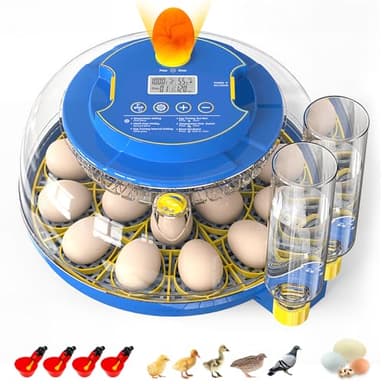 Couveuse Oeuf Automatique 18 Œufs avec 2 Plateaux Réglables, - Incubateur d'œufs pour Poussins avec Contrôle de Température, Rotation Automatique et Humidité Réglable pour Poules, Cailles, Canards