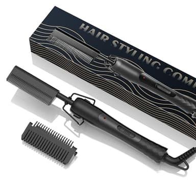 Peigne Chauffant Cheveux Brosse Lissante pour Cheveux Cuivre Lisseur Peigne Afro Lisseur Brosse Barbe Fers à Lisser pour Perruque Brosse à Cheveux Chauffée Hot Comb Peigne Chauffant, Noir