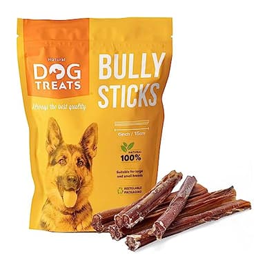 Natural Dog Treats - Nerfs de Bœuf pour Chien - Bâtons de bœuf - Bully Sticks Chien - Tendon de Bœuf de Qualité Supérieure 100% Naturel - Friandises pour - 5 Pièces de 15 cm