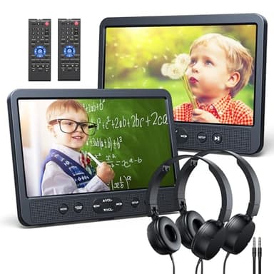 NAVISKAUTO Lecteur DVD Voiture Portable, HDMI Input 10,5" Ecran d'appui tête, 2 Lecteur DVD Voiture indépendant Compatible avec Multi Format, DVD Voiture Equipé Chargeur Mural,Non Batterie