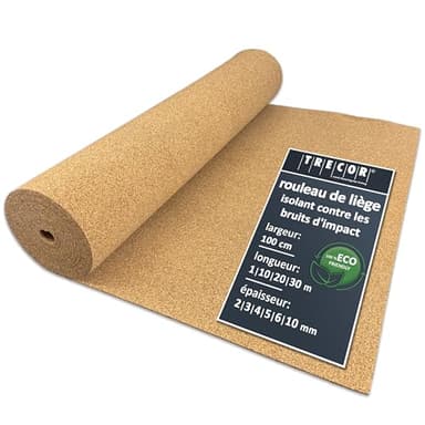 Isolation écologique aux bruits d'impact TRECOR rouleau liège / liège bruit d'impact - épaisseur 2 mm - densité: 200 kg/m³ - rouleau de 10 m²