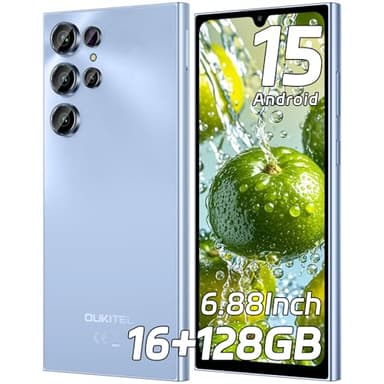 OUKITEL C61 Smartphone Pas Cher Android 15-16(4+12) Go+128Go/TF 1To Telephone Portable Pas Cher, 6.88" HD+ Écran, Batterie 5150mAh, 13MP+5MP, Téléphone Gaming Dual SIM/Fingerprint/Face ID/GPS/OTG