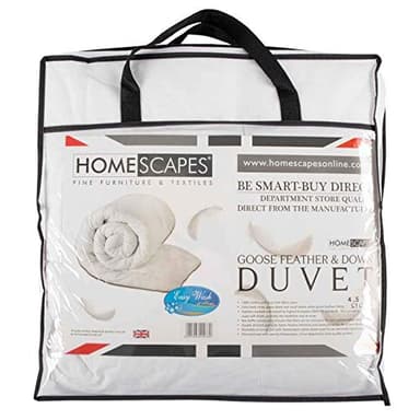 HOMESCAPES Couette Enfant 120x150 cm, Couette Naturelle en Plumes et Duvet d’oie 330 g/m²