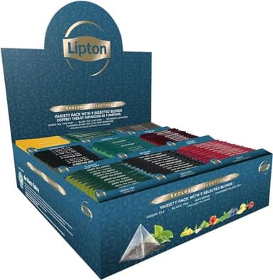 Lipton, Exclusive Collection, Coffret Thés et Infusions, 9 Goûts Différents, Vitalité, Certifié Rainforest Alliance, 108 Sachets Pyramide