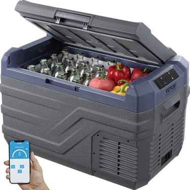 VEVOR Réfrigérateur Portable à Compression 30 L, Mini Frigo de Voiture Maison 12/24 V CC et 100-240 V CA, Glacière à Zone Unique, -20 °C à 20 °C Température Réglable, pour Camion Camping Extérieur