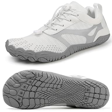 ziitop Chaussures Pieds Nus Femme Homme Chaussures Pieds Larges Barefoot Minimalistes Chaussures Confort Chaussure de Trail Running Marche Sport Casual Fitness Blanc 37 EU