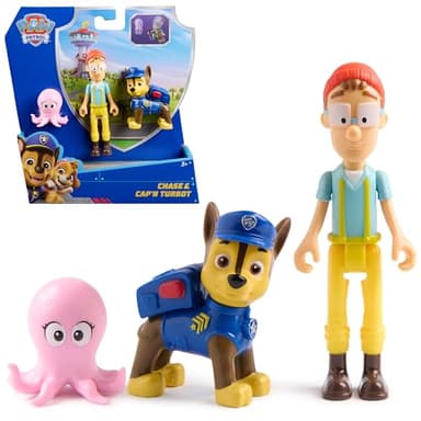 Paw Patrol, Chase & Captain Lot de Figurines Turbot avec Figurine de bébé Pieuvre, Jouets pour Enfants pour garçons et Filles à partir de 3 Ans