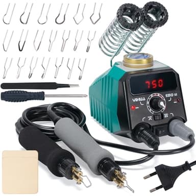 YIHUA 939D-VI Kit de gravure sur bois à double stylo avec affichage numérique avec 20 pointes de fil, stylo pyrograveur détachable, 2 pièces en bois, outil de pirogravure et fer à marquer pour le bois