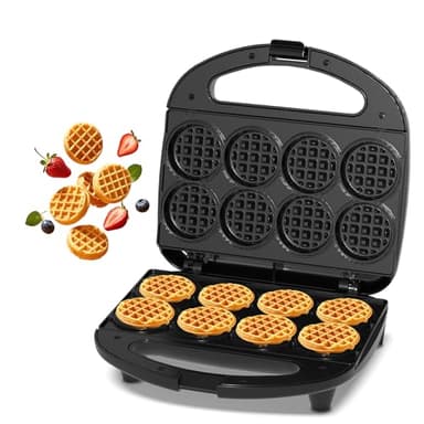 YASHE Multi Mini gaufre, plaque à gaufre, cuisson 8 x 5 cm, petites gaufres, parfait pour les familles, les fêtes et le petit-déjeuner, revêtement antiadhésif, design compact, facile à nettoyer