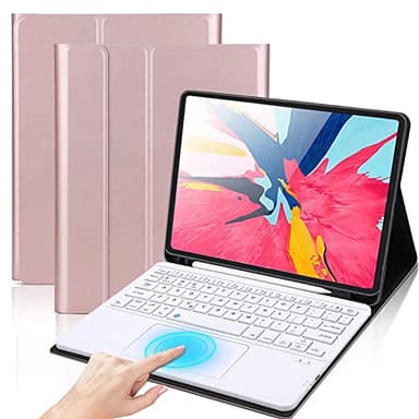 QYiiD Coque Clavier avec Touchpad pour iPad Mini 6 8,3 Pouces 2021, Modèle A2567/A2568/A2569, AZERTY Clavier Bluetooth Détachable avec Pavé Tactile, Coque Housse Cover avec Fente, Or Rose