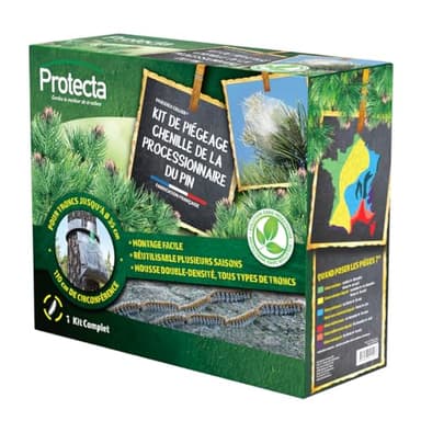 Protecta® - Piège à Chenilles Processionnaire du Pin - Collier Anti-Chenilles - Fabriqué en France - Réutilisable - Montage Facile - Tous Types de Troncs - Kit Complet de piégeage