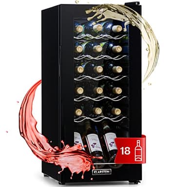 Klarstein Cave a Vin sur Pieds, Caves à Vin de 50L avec une Porte en Verre, Cave a Vins à Zone Unique, Bar Intérieur/Extérieur, Frigo vin, Cave a Vin de Vieillissement, Petite Cave à Vin 18 Bouteilles
