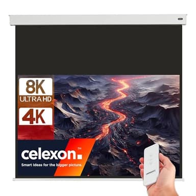 celexon Professional Plus V2.0 écran de Projection sur Batterie 135" | 300x169 cm 16:9 | écran 8K, Full HD pour vidéoprojecteurs avec câble de Charge & télécommande | Montage Mur/Plafond