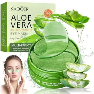 60 Pièces Patch Yeux Anti Cernes, Masque pour les Yeux Aloe Vera, Nourrit et lisse le contour des yeux, Réduit les Cernes Sous les Yeux et les Signes de Fatigue, pour tous types de peau