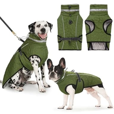 Cyponpy Manteau Chien Imperméable avec Harnais Manteaux Imperméables pour Chiens Doudoune Doublé Polaire Manteau Chien Hiver Réfléchissante Ajustable Veste pour Chiens de Petite Moyen et Grande Taille