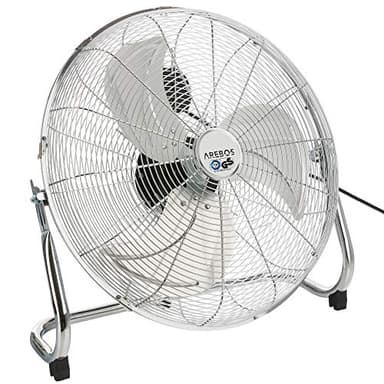 AREBOS Ventilateur de sol | 46cm | 120 W |18 pouces | 3 niveaux de vitesse | angle d'inclinaison réglable | Argenté
