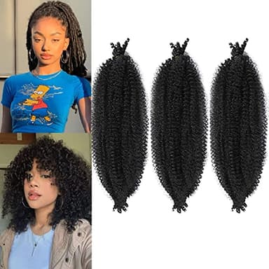 LPARMJIT Tresses au crochet Afro Twist Lot de 3 - 41 cm - Extensions pré-bouclées pour Butterfly Locs