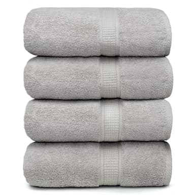 Ariv Serviettes de Bain en Coton de Bambou de qualité supérieure - Naturelles, Ultra absorbantes et respectueuses de l'environnement - 76,2 x 132,1 cm (Platine)