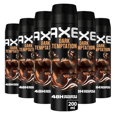 AXE - Déodorant Homme Spray - Dark Temptation - 48h non-stop frais - Parfum chocolat - lot 6x200ml