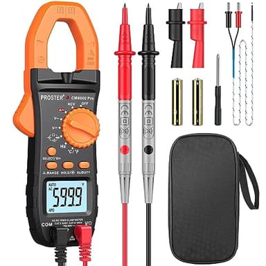 Pince Ampèremétrique Numérique NCV, Proster 800A Multimetre Professionnel TRMS 6000counts Amperemetre Automatique Testeur Température Tension/Courant AC/DC Résistance Continuité Diode Capacité