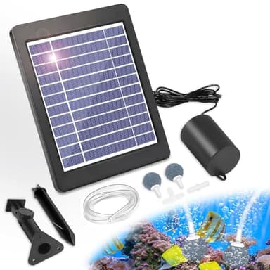 GuKKK Aérateur Solaire de Bassin, Pompe à Oxygène Solaire Enfichable 4W, 2200mAh Pompe Bassin Solaire, Aérateur d'aquarium, Aérateur de Pêche avec Tuyau Pierre à Air, pour Les étangs (A)