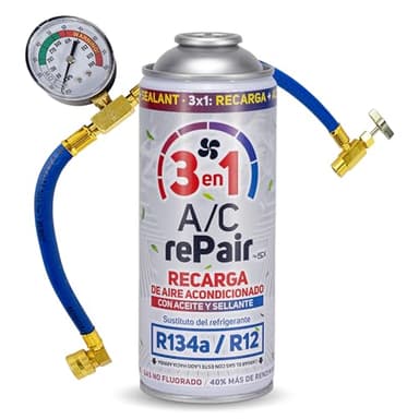 AC REPAIR Kit Recharge Climatisation Voiture 3 en 1 Remplacement R134a avec Stop Fuite Cartouche Gaz Réfrigérant pour Clim Bonbonne 200g Plus Rendiment Naturel et Écologique Facile à Utiliser Soi Même