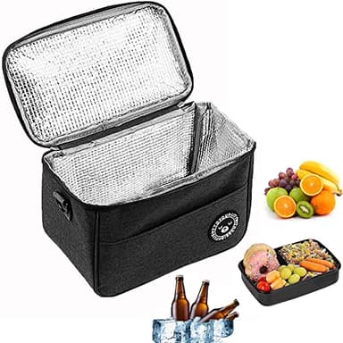 Fleymu Sac Isotherme Pliable et Réutilisable - Lunch Box Portable et Étanche 24x17x14cm pour Repas, Déjeuner, Travail, École, Camping, Voyage