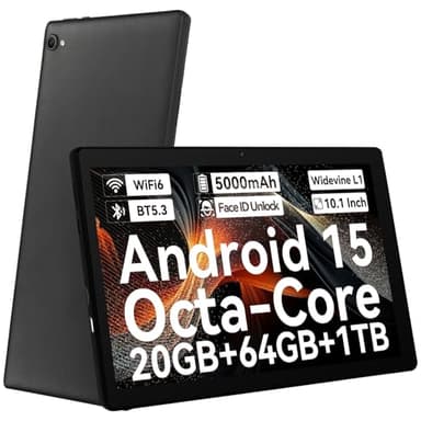 Laptok 10 inch Android 14 Tablet with Octa-Core, Face ID, 8GB+64GB+1TB Expansion, 1280 * 800 HD IPS Touchscreen, Android Tablet with WiFi 6 BT5.3, Dual Camera 5MP+8MP, Widevine L1(Black)